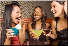 women drinking in bar